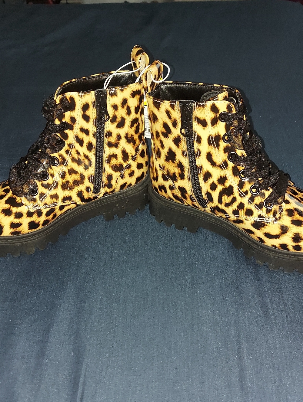 art class Leopard Print Lace-Up Kids Ankle Boots